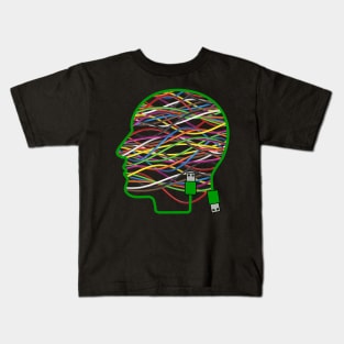 Wireman- Electrical Electronic Theme Human Head Shaped USB and Wire art Kids T-Shirt